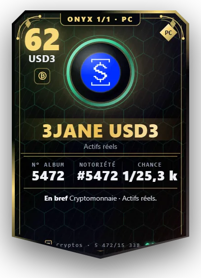Carte Reflex 3Jane USD3, version Onyx 1/1