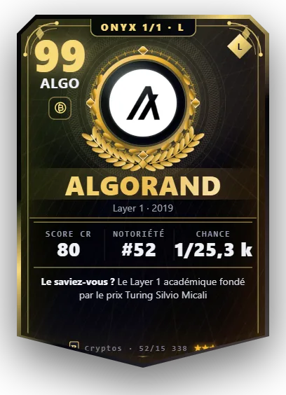 Carte Reflex Algorand, version Onyx 1/1