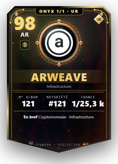 Carte Reflex Arweave, version Onyx 1/1