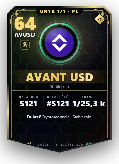 Carte Reflex Avant USD, version Onyx 1/1
