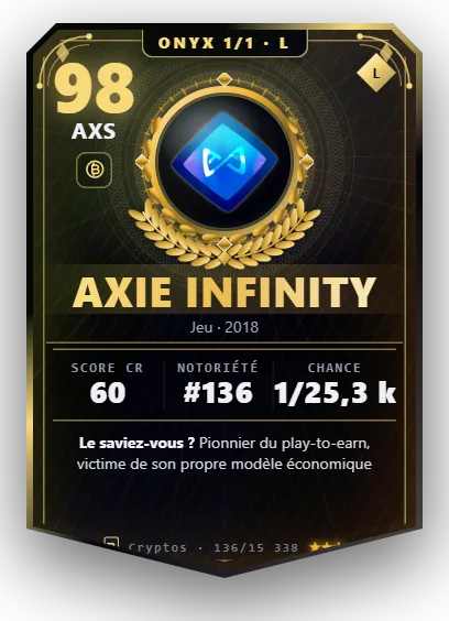 Carte Reflex Axie Infinity, version Onyx 1/1