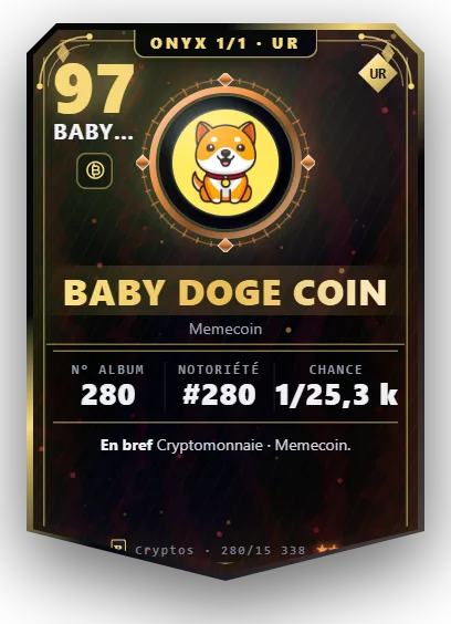 Carte Reflex Baby Doge Coin, version Onyx 1/1