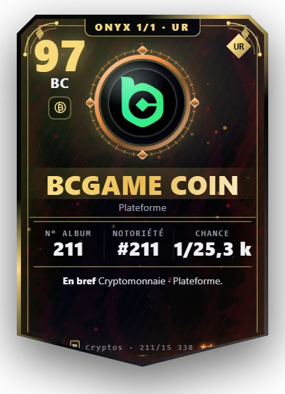 Carte Reflex BCGame Coin, version Onyx 1/1