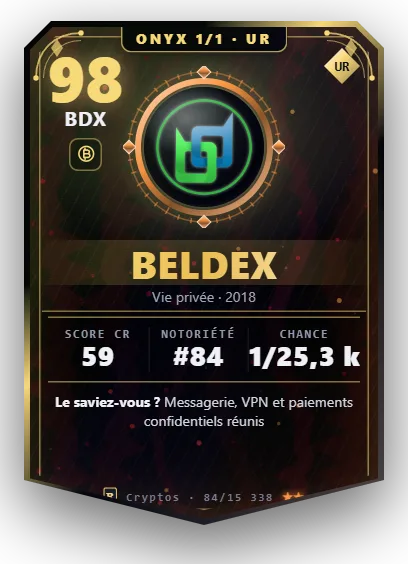 Carte Reflex Beldex, version Onyx 1/1