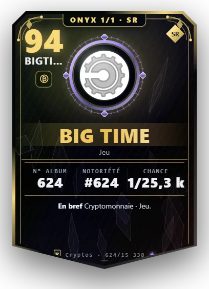 Carte Reflex Big Time, version Onyx 1/1