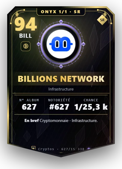 Carte Reflex Billions Network, version Onyx 1/1