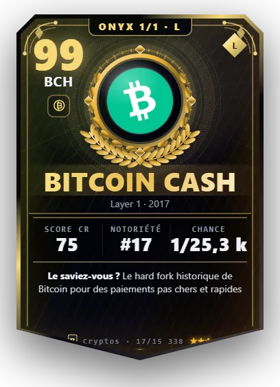 Carte Reflex Bitcoin Cash, version Onyx 1/1