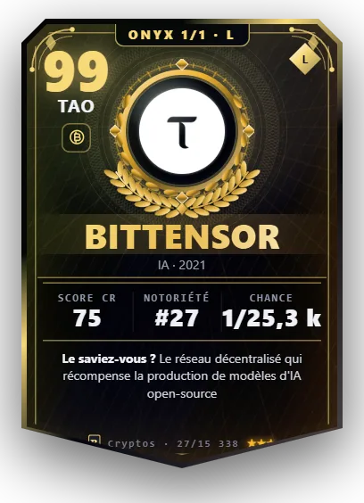 Carte Reflex Bittensor, version Onyx 1/1