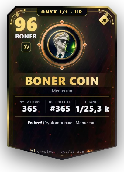 Carte Reflex Boner Coin, version Onyx 1/1