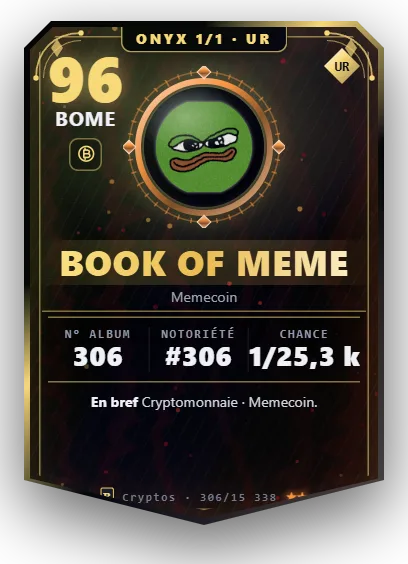 Carte Reflex BOOK OF MEME, version Onyx 1/1