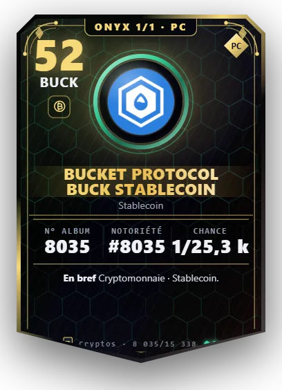Carte Reflex Bucket Protocol BUCK Stablecoin, version Onyx 1/1