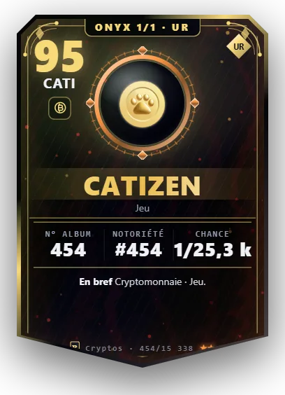 Carte Reflex Catizen, version Onyx 1/1