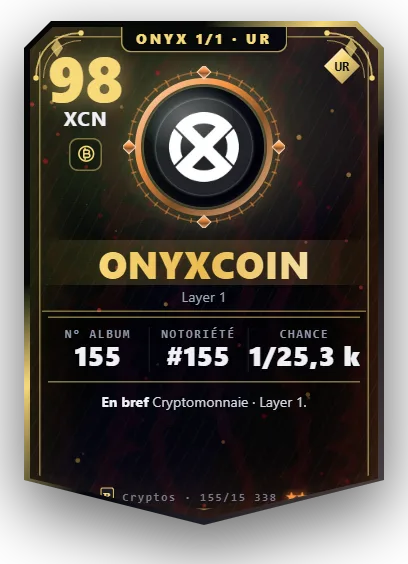 Carte Reflex Onyxcoin, version Onyx 1/1