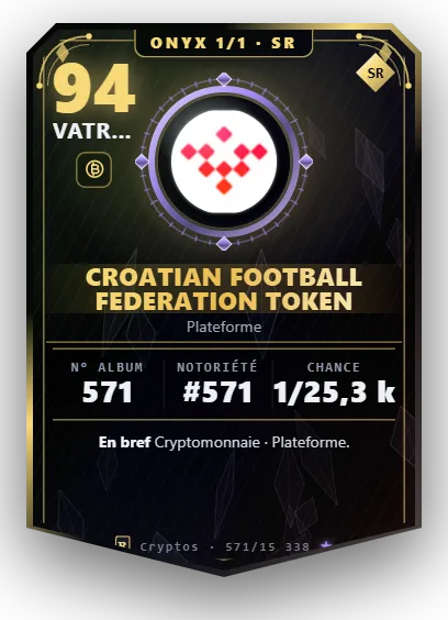 Carte Reflex Croatian Football Federation Token, version Onyx 1/1