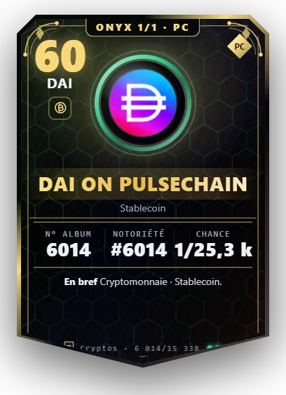 Carte Reflex DAI on PulseChain, version Onyx 1/1