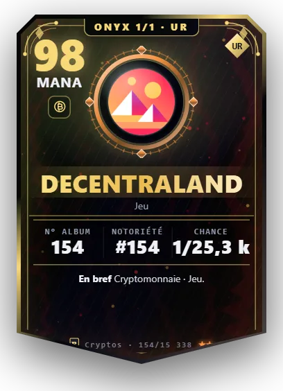 Carte Reflex Decentraland, version Onyx 1/1