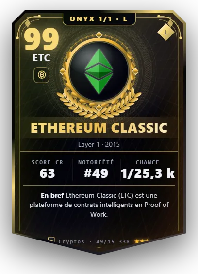 Carte Reflex Ethereum Classic, version Onyx 1/1