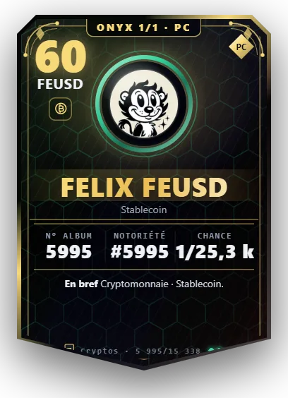 Carte Reflex Felix feUSD, version Onyx 1/1