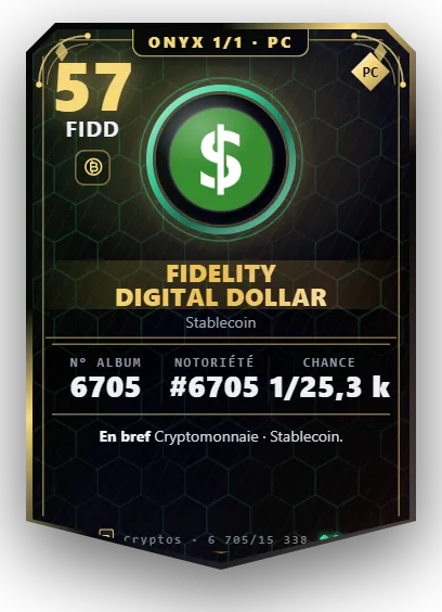 Carte Reflex Fidelity Digital Dollar, version Onyx 1/1