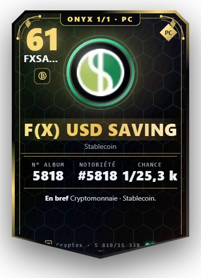 Carte Reflex f(x) USD Saving, version Onyx 1/1