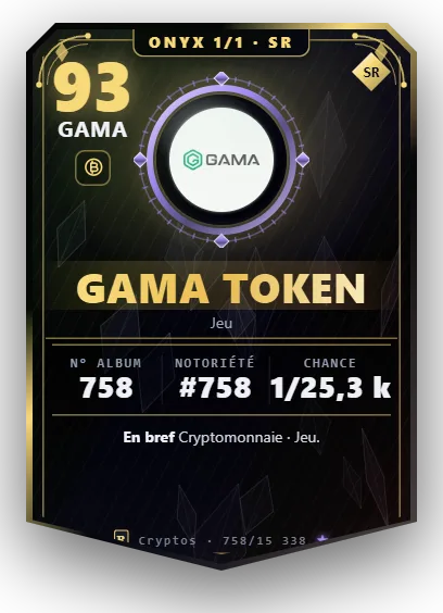 Carte Reflex Gama Token, version Onyx 1/1