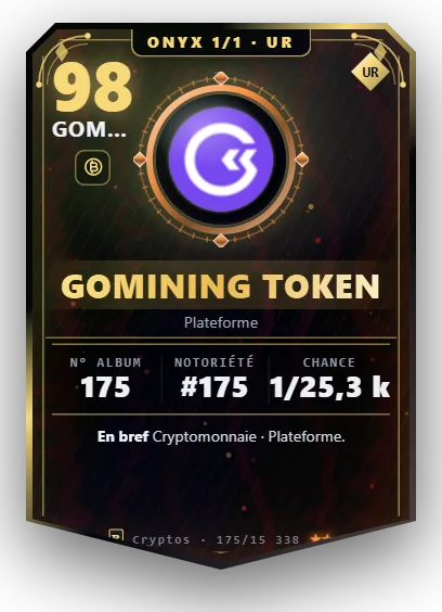 Carte Reflex GoMining Token, version Onyx 1/1