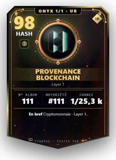 Carte Reflex Provenance Blockchain, version Onyx 1/1