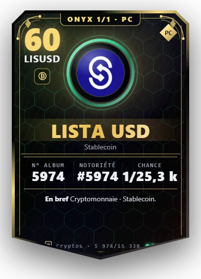 Carte Reflex Lista USD, version Onyx 1/1