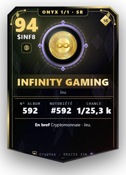 Carte Reflex Infinity Gaming, version Onyx 1/1