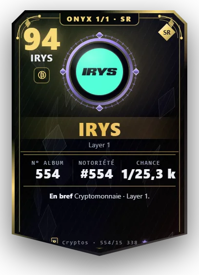 Carte Reflex Irys, version Onyx 1/1