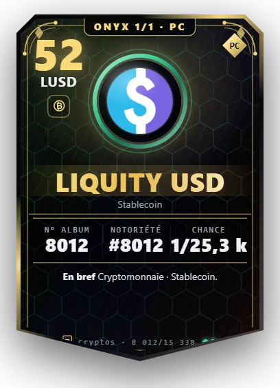 Carte Reflex Liquity USD, version Onyx 1/1