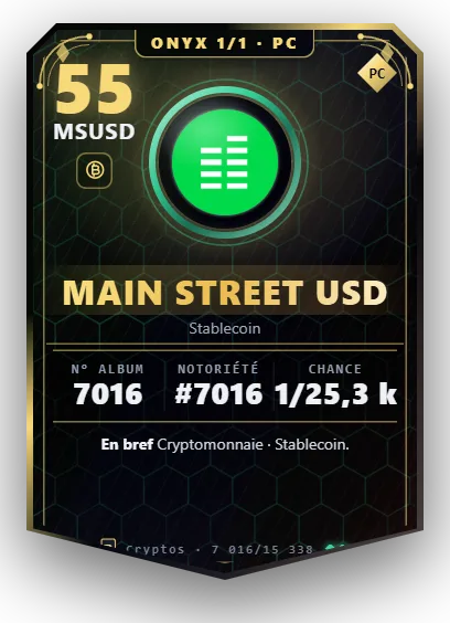 Carte Reflex Main Street USD, version Onyx 1/1