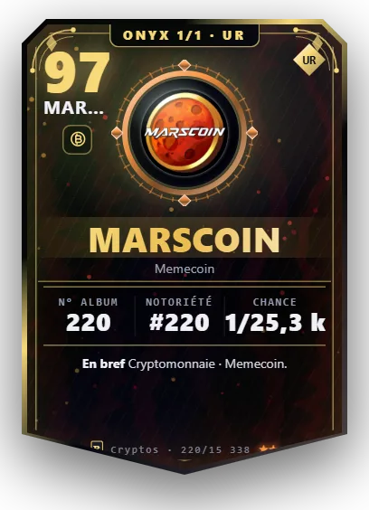 Carte Reflex MarsCoin, version Onyx 1/1
