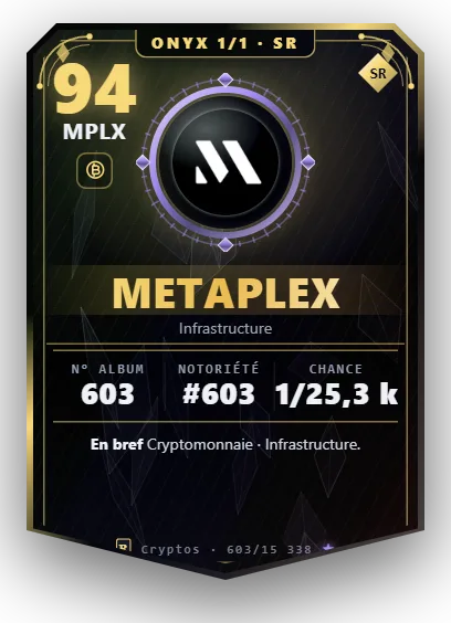 Carte Reflex Metaplex, version Onyx 1/1