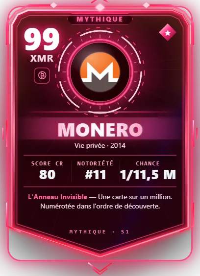 Carte Reflex Monero, version Mythique « L'Anneau Invisible »