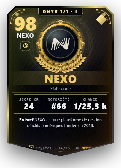 Carte Reflex NEXO, version Onyx 1/1
