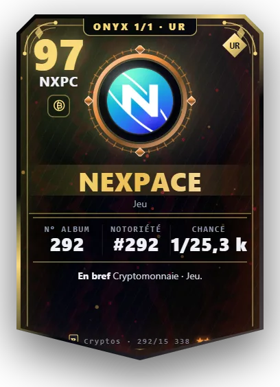 Carte Reflex Nexpace, version Onyx 1/1