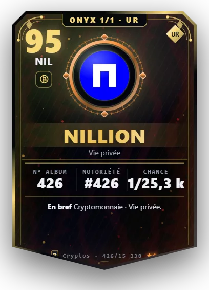 Carte Reflex Nillion, version Onyx 1/1