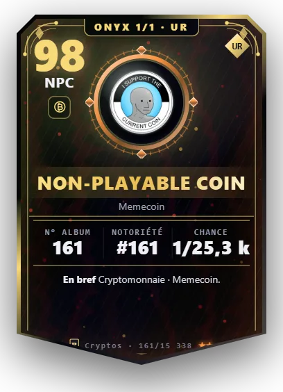 Carte Reflex Non-Playable Coin, version Onyx 1/1