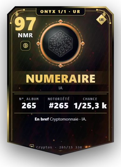 Carte Reflex Numeraire, version Onyx 1/1