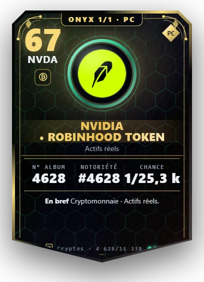 Carte Reflex NVIDIA • Robinhood Token, version Onyx 1/1