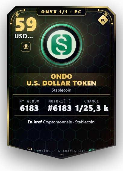 Carte Reflex Ondo U.S. Dollar Token, version Onyx 1/1