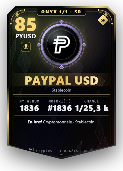 Carte Reflex PayPal USD, version Onyx 1/1