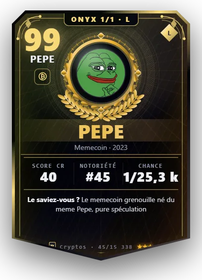 Carte Reflex Pepe, version Onyx 1/1