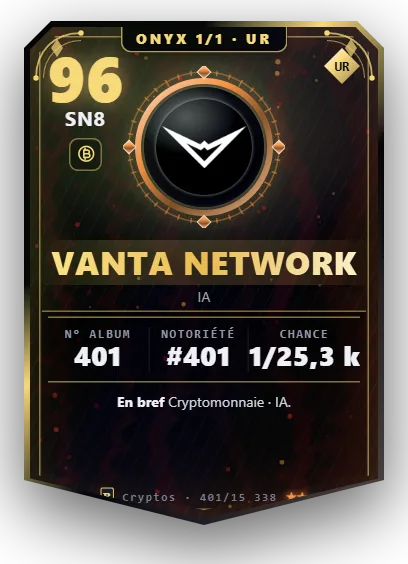 Carte Reflex Vanta Network, version Onyx 1/1
