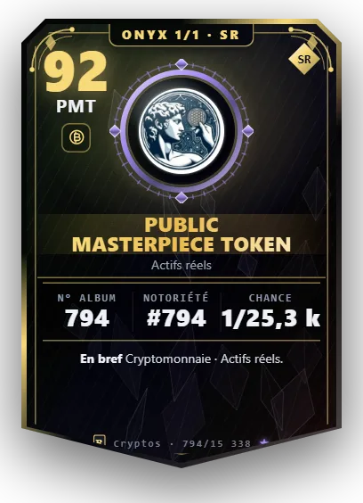 Carte Reflex Public Masterpiece Token, version Onyx 1/1