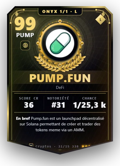 Carte Reflex Pump.fun, version Onyx 1/1