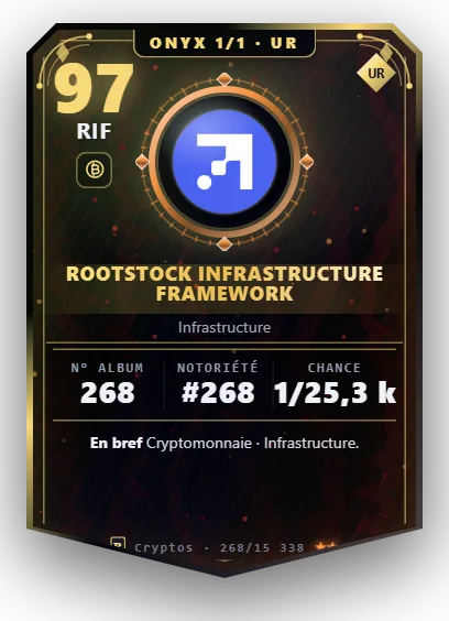 Carte Reflex Rootstock Infrastructure Framework, version Onyx 1/1