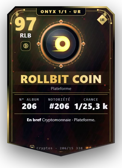 Carte Reflex Rollbit Coin, version Onyx 1/1