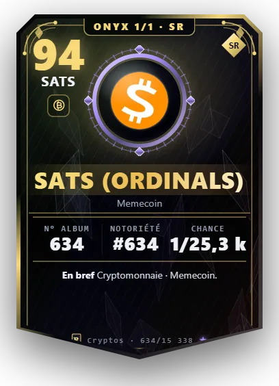 Carte Reflex SATS (Ordinals), version Onyx 1/1